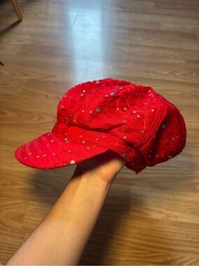 Red Sparkle Newsboy Cap